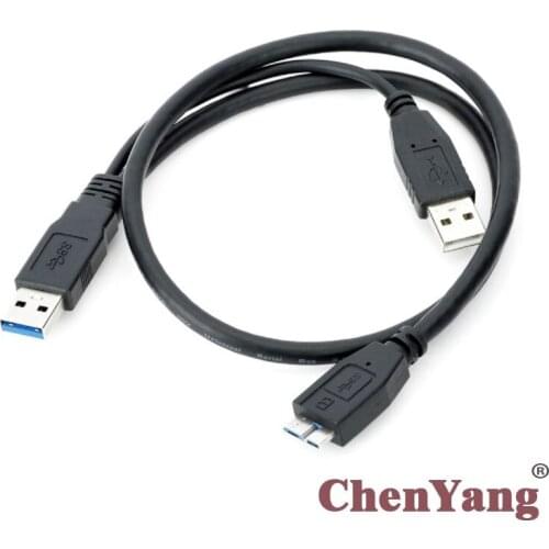 CY Chenyang Micro USB 3 Y to Two USB3.0 A Male Cable 50CM for Mobile HDD