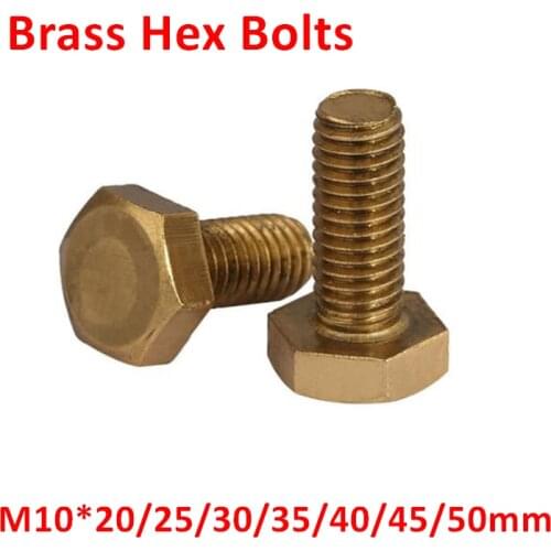 DIN933 M10 Brass Hex Bolts M10*20/25/30/35/40/50mm brass hexagon Screws Hex Bolts
