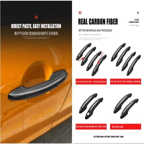 For Mini Cooper F55 F56 F54 F60 R55 R56 R60 Countryman Clubman Carbon Fiber Door Handle Cover Protective Case Accessories JCW