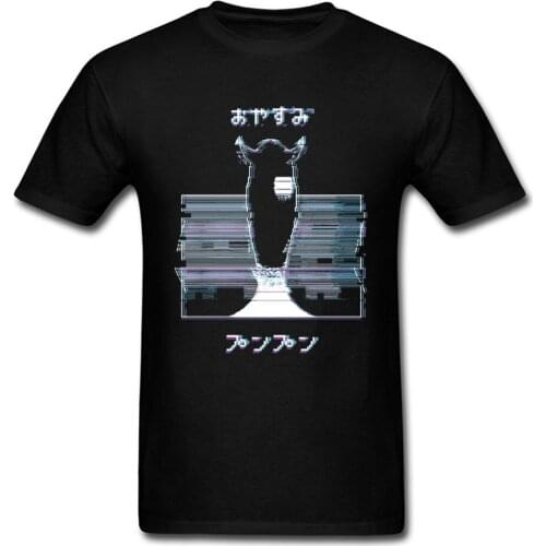 Swag T Shirt For Men Slim Fit Glitch Oyasumi Punpun BLACK T-shirts Father Day Tops Tees Funny 100% Cotton Youth Hip Hop TShirt