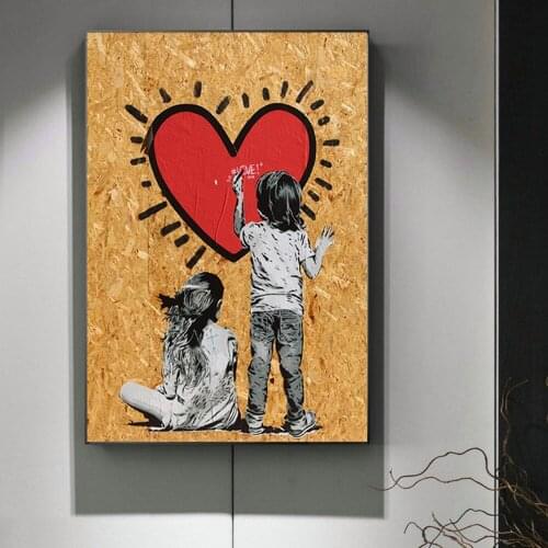 Graffiti Art Boy and Girl Love Canvas Paintings on The Wall Poster Prints Wall Art Pictures Cuadros Living Room Home Decoration