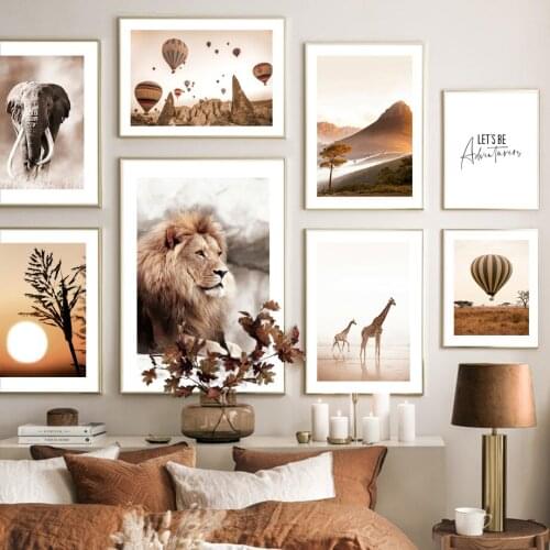 Grassland Animals Lion Zebra Giraffe Landscape Wall Art Canvas Painting Posters And Prints Living Room Nordic Style Decoration