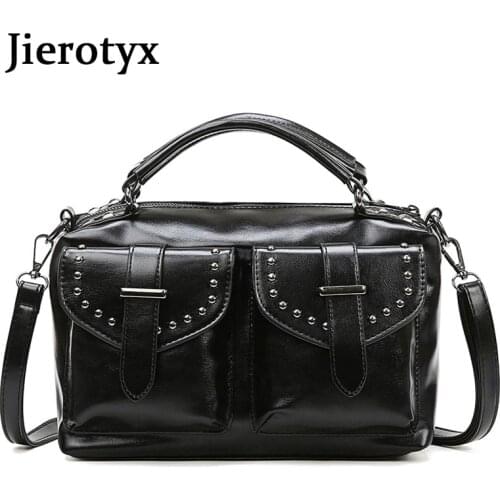 JIEROTYX Vintage New PU Leather Ladie Handbags High Quality Female Solid Color Luxury Handbag Women Bag Designer Sac Main Femme