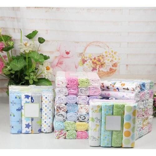 4pcs/lot newborn baby bed sheet bedding set 76x76cm for newborn crib sheets cot linen 100% cotton Flannel printing baby blanket