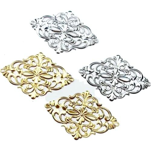 10Pcs 40*62mm Connectors For Embellishments Filigree Flower Pendants Wraps Crafts Jewelry DIY Accessories