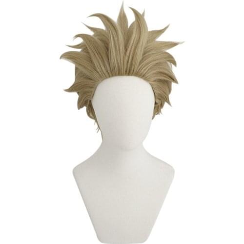 Anime My Boku No Hero Academia Hawkes Hawks Cosplay Short Heat Resistant Synthetic Hair Halloween Carnival Party + Free Wig Cap
