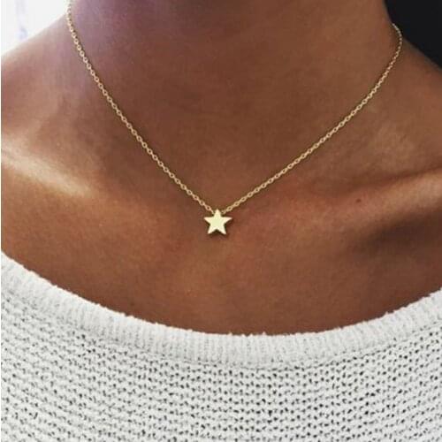 Creative Simple Star Pendant Necklace Women Fashion Gold Silver Color Clavicle Chain Party Statement Necklaces Collares Jewelry