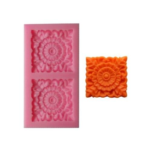 Square Flowers Side Cake Silicone Lace Mold Fondant Cake Decorating Tools Chocolate Clay Candy Molds Kitchen Bakeware H752