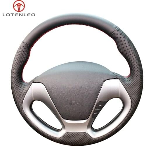 LQTENLEO Black Artificial Leather Steering Wheel Cover For Kia K3 2012-2018 Ceed Cee'd Cerato 2012-2018 Forte Koup Forte5 2013