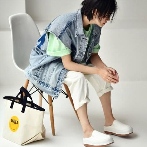 MICOCO V8883C Korean fashion personality burrs color letter embroidery loose handsome cowboy waistcoat