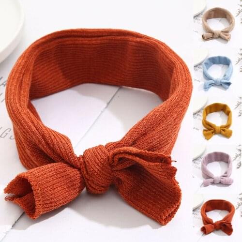 Infant Newborn Baby Girls Bow Turban Cute Solid Headband Baby Girls Headwear