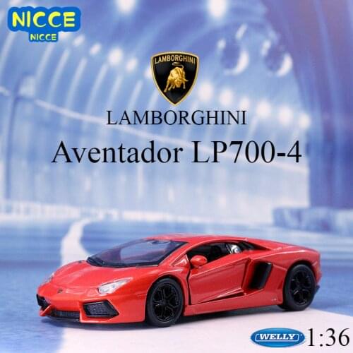 Welly 1:36 Diecast Metal Model Car Toy For Lamborghini AVENTADOR-LP700 Alloy Car Toy Model with Pull back function For Kids Gift