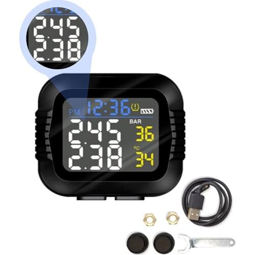 Motorcycle Tire Pressure Monitor LCD Display PMS Tire Monitor USB Charging For Electric Vehicles Bicycles Heavy Locomotives