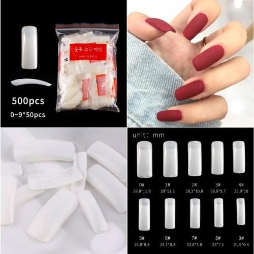 500pcs Nails Extension System Half/Full Cover Sculpted Clear Stiletto Coffin False Nail Tips Manicure
