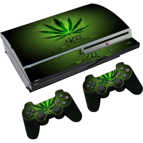Green Leaf Weed Skin Sticker Decal for PS3 Fat PlayStation 3 Console and Controllers For PS3 Skins Sticker Vinyl Film