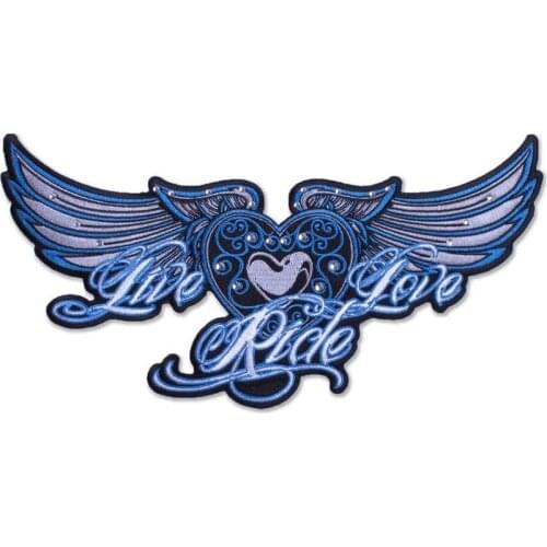 Live Ride Love Big Size Embroidery Patches Colorful Motorcycle Biker Lady Rider Iron on for Jackets Vests Cool Accessories DIY