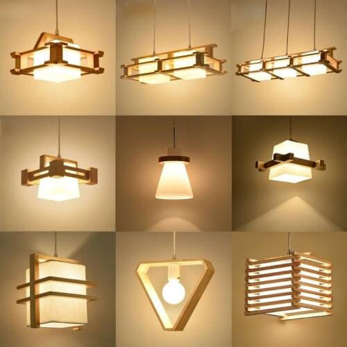 Solid Wood Pendant lamps China Bar Restaurant Simple Sheepskin Pendant Light Original Log Stairs Corridor Japanese dropligh MZ15