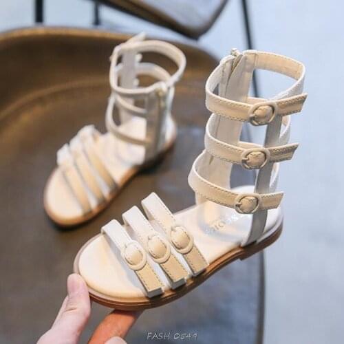 Girls Fashion summer High-top sandals Roman Open toe Sandals Girls classic bow princess shoes Childrens flat sandals 26-36