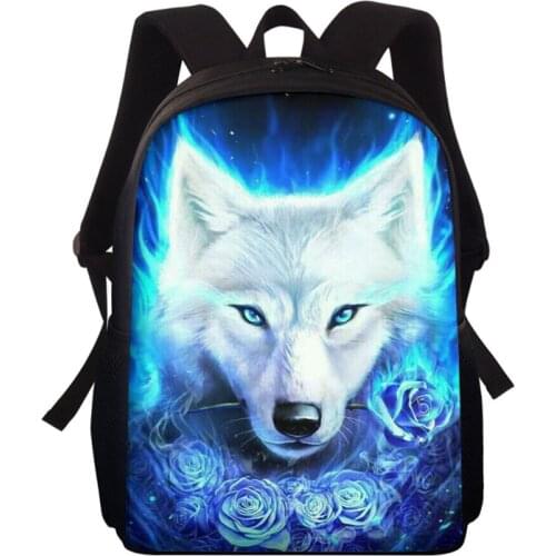 3D Printed Animal Teen Schoolbag Boy Cool Wolf Pattern Student Rucksack Children Fashion Wild Wolf Function Bookbag