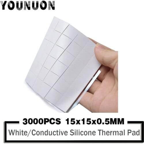 3000PCS 15X15MM 15X15X0.5MM Silicone Pad CPU/GPU Graphics Card Thermal Pad Motherboard Silicone Grease Pad