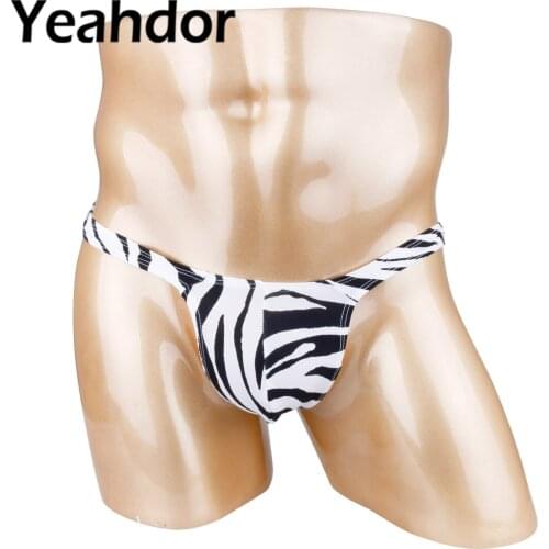 Sexy Mens Stretchy Briefs G-String T-Back Bikini Panties with Bulge Pouch Male Erotic Breathable Underwear Thong Nightwear