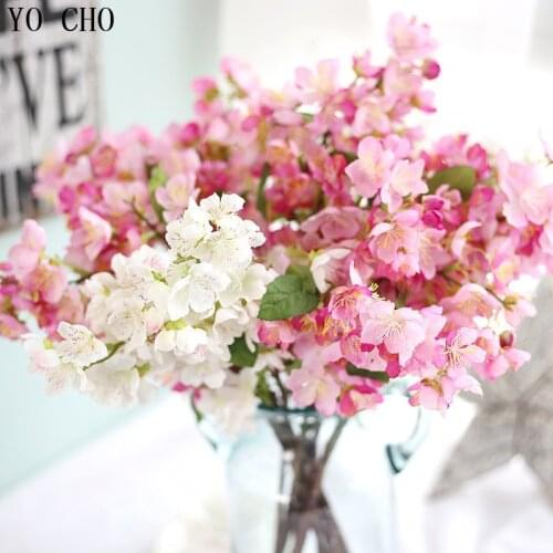 YO CHO Christmas Sakura Fake Flowers Silk Cherry Blossom Wedding Decoration Mariage DIY Cherry Trees Artificial Flower Branch