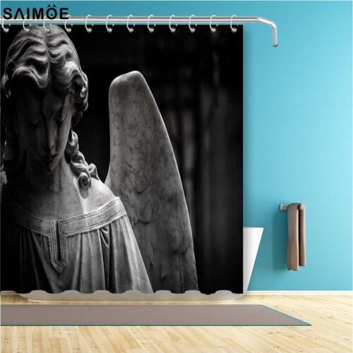 Little Angel On A Cemetery Bathroom Curtain 3D Waterproof Fabric Bath Shower Curtain Bathing Cover Bathroom Shower Sets
