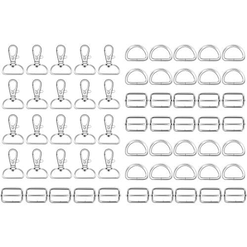 60pcs/set Key Chain Keychains Blanks Swivel Clasps D Ring Buckle DIY Keyring Bags Crafts Projects