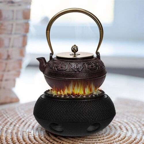 Teapot Warmer Retro Iron Tea Warmer Tea Heater Iron Tea Pot Warmer Charcoal-Burning Cast Iron Heater Tea Set Heating Appliances