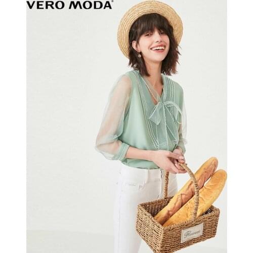 Vero Moda Women Lace-Up Collar Girlish Tulle Shirt | 320331503