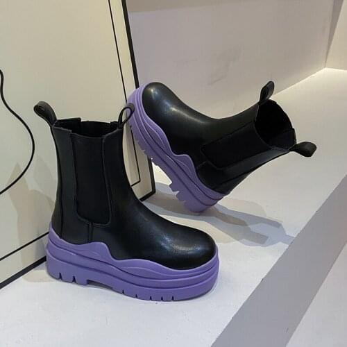 2021 New Stylish Atmosphere Womens Boots All-match Color Matching Fashion Shoes Wear-resistant Non-slip Womens Boots