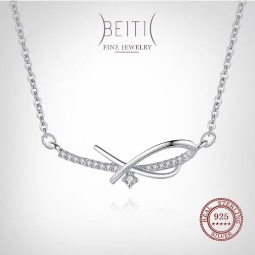 Beitil Top Quality Real 925 Sterling Silver Irregular Simple Staggered Line Necklace For Minimalis Fine Female Fashion Jewelry