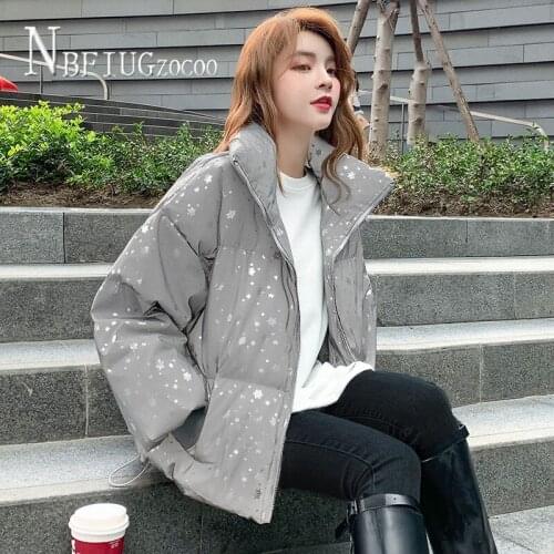 Winter Stand Collar Zipper Women Parkas Long Sleeve Female Parkas