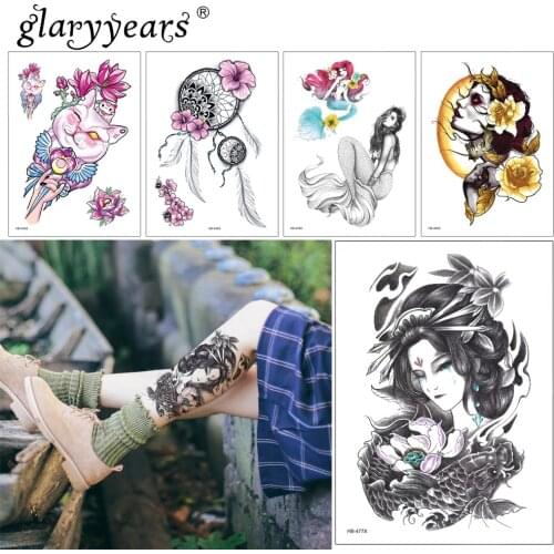 Glaryyears 1 Sheet Dreamcatcher Temporary Tattoo Sticker Hot Fake Beauty Flash Waterproof Fashion Small Body Art Men Women