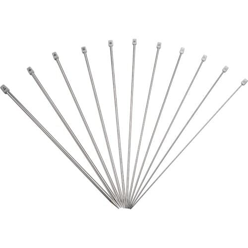 1 Set 35cm Single Pointed Knitting Needles Pins Straight Stainless Steel DIY Weaving Tool Long Sweater Scarf Needle
