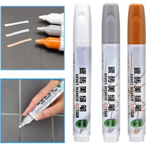 Home Tile Grout Pen Water Resistant Kitchen Instant Tile Repair Anti Mould Professional Grout Marker White/Grey/Yellow
