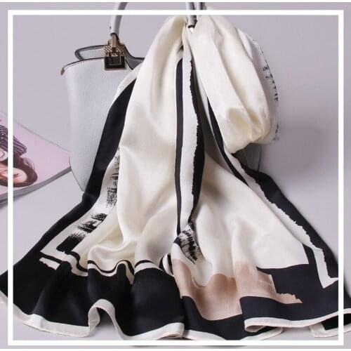 100% Pure Silk Scarf Ladies 2019 New Real Hangzhou Silk Wraps for Women Print Shawls Vintage Scarves Silk Natural Foulard Femme