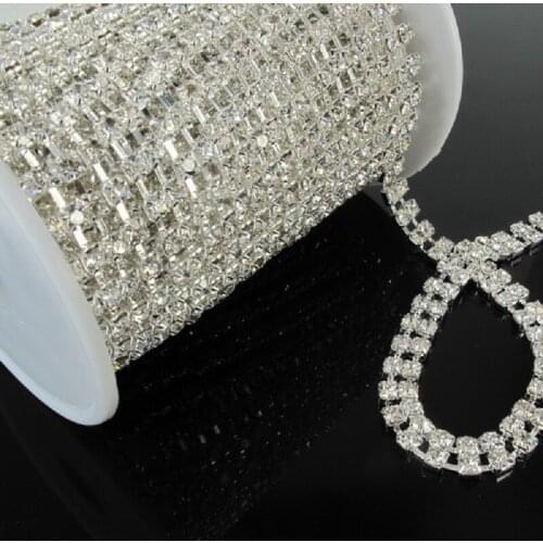 2 Rows A Grade Wedding Decoration Crystal Rhinestone Chain Cake Ribbon SS16