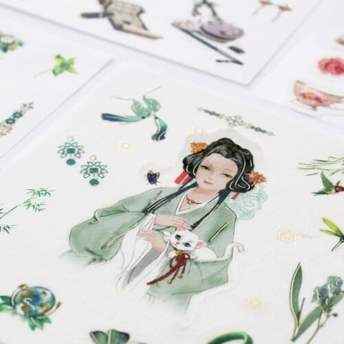 4pcs/set Kawaii Stickers Creative Cute Cat Sticker Pack DIY Hand Account Stationery Decoration Chinese Style Stickers