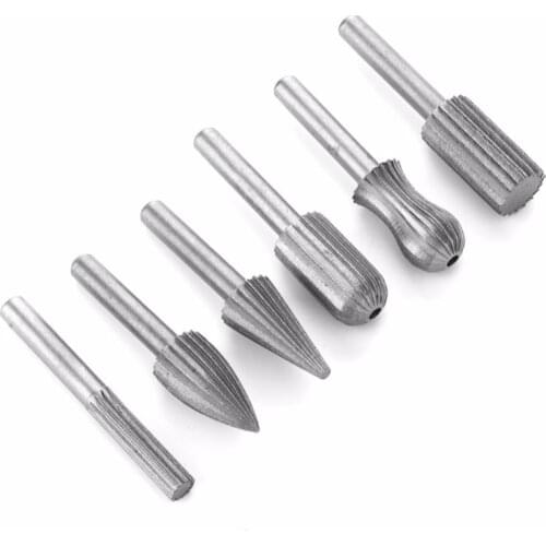 6mm Shank Tungsten Steel Burr Milling Cutter Engraving Dremel Rotary Tool Grinding Drill Bit Metal Graver Marble Jade Bone