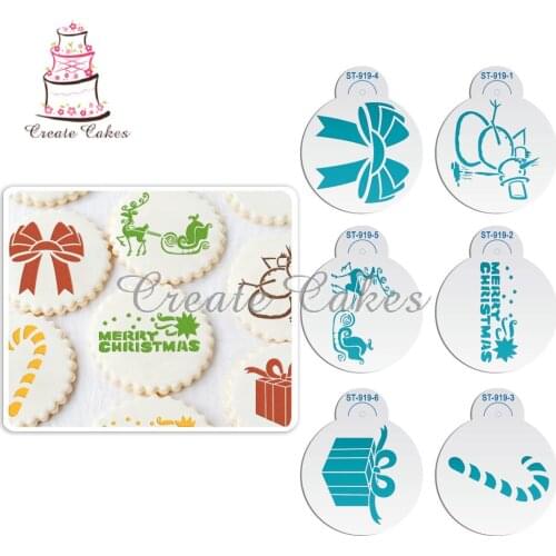 6pcs Christmas Present Stencils Cupcake Stencil Set Decorative Stencils Cookie Stencil for Party