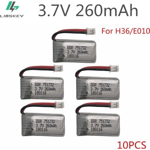 10pcs 3.7V 260MAH For E010 E010C E011 E013 H36 Mini RC Quadcopter 3.7V 260MAH 30C Libo Battery Upgrade Capacity Battery