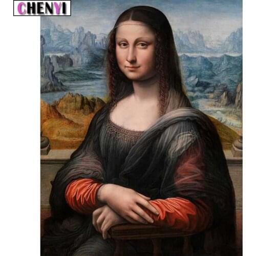 CHENYI Diy Diamond Embroidery Cross Stitch Mona Lisa Smile Diamond Painting Full Square Diamonds Art Home Decoration Accessories