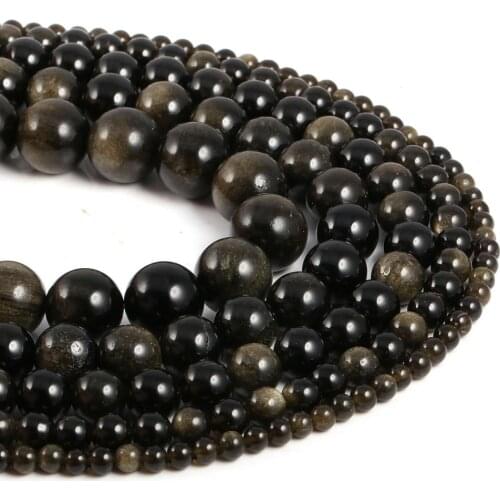 Natural semi precious stone beads Goldenes obsidianes circular DIY For Making necklaces bracelet and earrings 4/6/8/10/12/14mm