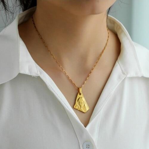 316L Stainless Steel Fashion Fine Upscale Jewelry Female Avatar Geometric Charms Chain Choker Necklaces & Pendants For Women