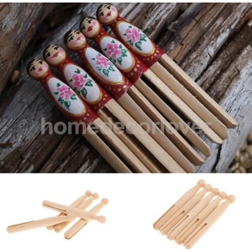 10pcs Natural Wooden Dolly Pegs Wood Vintage Clothespin Doll Party Craft Handmade DIY Printed Funny Toys