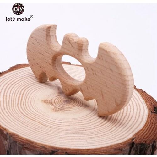 Lets Make Pendant For Necklace 10pcs Beech Bat Wooden Teether BPA Free Teething Necklace DIY Accessories Baby Teether