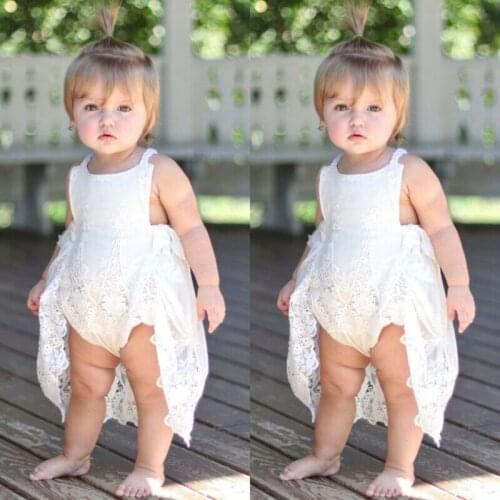Princess Baby Girl Lace Flower Romper Dress White Sleeveless Flower Lace Jumpsuit Dress Outfit Clothes