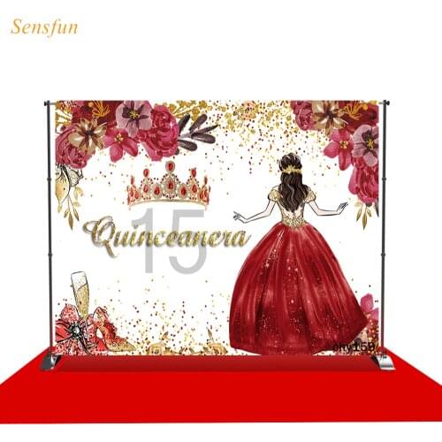 LEVOO Photo Backdrop Sweet 15 Birthday Quinceanera Decorations Crown Photography Background Photophone Photo Studio Props