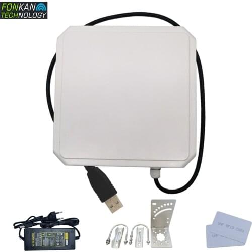 FONKAN rfid reader long range Ip67 waterproof usb or rs232 interface buit-in 9dbi gain antenna free SDK for car parking
